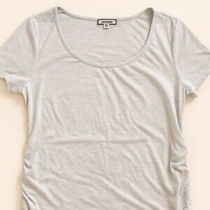 GINKANA Maternity Shirt L Ruched Side Stretch Tee Pregnancy- White - M003